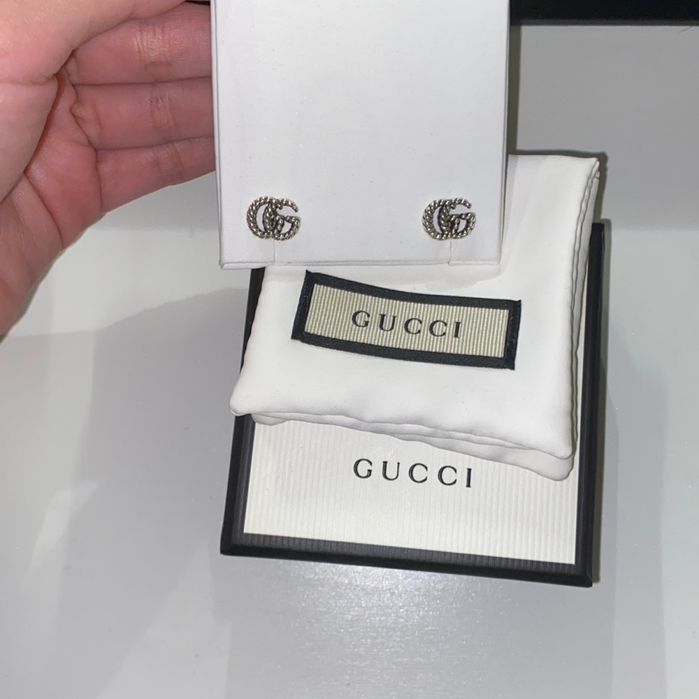 Authentic Gucci Stud Earrings Double G Motif